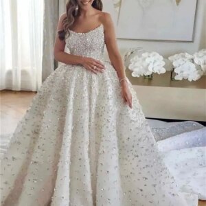 Charming Sleeveless Wedding Dress 2024 Elegant Beaded Ball Gown Luxurious Strapless Floor Length Bridal Gown Vestidos De Novia