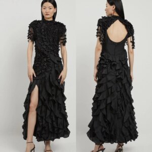 Customized Jersey Pleat Quinceanera Straight High Collar Bespoke Occasion Gown Midi Dresses