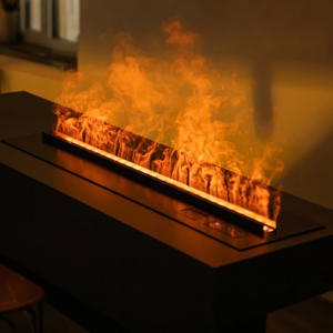 Energy Efficient Ultrasonic Mist Fireplace – APP Voice Control, 256 Color Lights, Realistic Crackling Sound, Commercial Grade