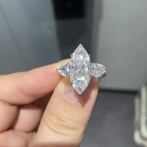 Ruif Customize 18K Gold about 5ct Marquise Cut CVD Lab Grown Diamond Ring Wedding Engagement Cocktail Women finger Fine Jewelry