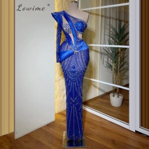 2025 Luxury Sequins Beading Long Evening Dresses One-Shoulder Prom Dress For Women Party