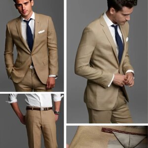 Handsome Groom Suits Beige Wedding Suits for men Two Pieces Men Suit Groom Wedding Suits Jacket+Pants