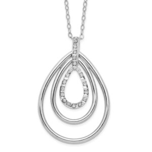 Diamond Fascination Diamond Mystique Sterling Silver Platinumplated Diamond Triple Teardrop 18 Inch Necklace