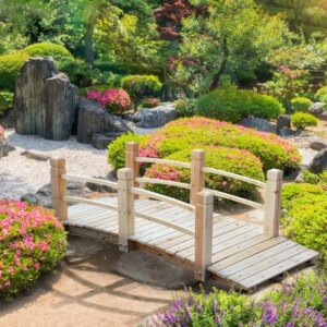 5ft Arc Wooden Garden Bridge – Elegant Footbridge for Outdoor Decor Shipping)