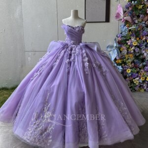 Purple Quinceanera Dresses For 15 Year Shiny Lace Applique Strapless Sleeveless Formal Birthday Party vestidos de 15 quinceañera