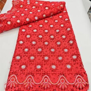 Latest Nigerian Water Soluble Lace Sequins Fabric 2025 High Quality Elegant African Cord Guipure Lace Fabric for Wedding Dress