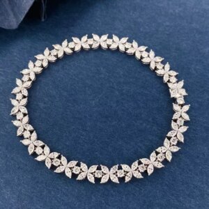 18K Real Gold Lab Grow Diamond Horseeye Diamond Bracelet 6 carat four flower full diamond Luxury Valentine gift 14K gold custom