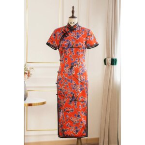 New Heavy Industry High Quality Real Silk Cheongsam Qipao Women’s Clothing Dress Vintage Festive Double