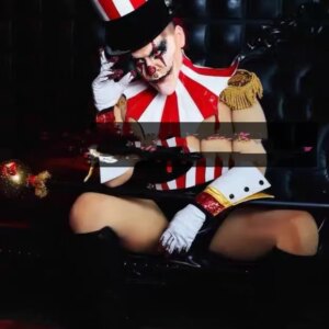 Bar GOGO costume men’s April fool’s day costume striped clown costume