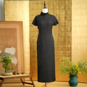 Carved Fuzheng Juan Heavy High Quality Real Silk Vintage Dress Daily Party Cheongsam Qipao Women’s Clothing Placket