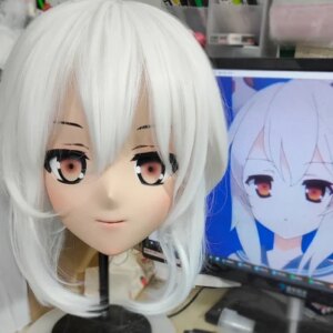 (GLb024)Customize Character Female Girl Resin Half Head Crossdress Cosplay Japanese Anime Role Kigurumi Mask With Eyes And Wig