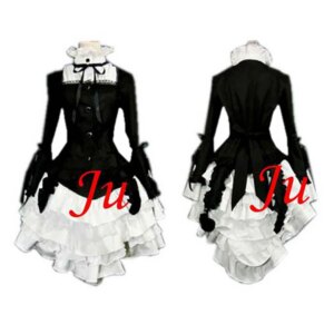 fondcosplay Gothic Lolita Punk Fashion Outfit black cotton jacket skirt Cosplay Costume CD/TV[CK555]
