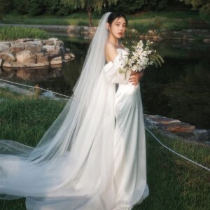 Elegant Off The Shoulder Bridal Gown Satin Sweetheart Neck Mermaid Wedding Dress Romantic Sweep Train Bridal Photo Shoot Dress