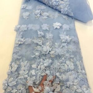 African Heavy Bead Lace Fabric 2025 High Quality Nigerian Sequins French Tulle Fabric Material For Wedding Party