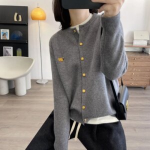24 Early Spring round Neck Women’s Wool Cardigan Exquisite Embroidered Lucky Cute Cartoon Knitted Coat
