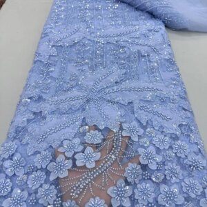 African Lace Fabric 2025 High Quality Elegant Lace Nigerian Sequins Embroidered French Tulle Beads Lace Fabric for Sewing JY