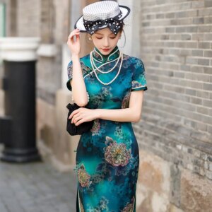 High-End Real Silk Cheongsam Qipao 2024 New Daily Retro Dress Women’s Long