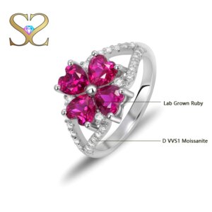 High-quality S925 Sterling Silver Ring Lab Grown Ruby With Inclusions Rings Fine Jewellry