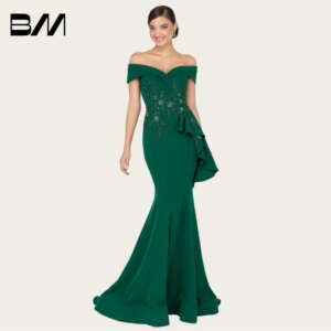 Emerald Satni Mother Of The Bride Dress Wedding Party Gown Customized 2026 Off Shoulder Party With Beaded Lace Appliques