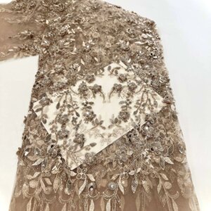 2024 Latest African Sequins Lace Fabric High Quality Embroidery 3D French Flower Beads Nigerian Net Lace For Wedding Party Dress