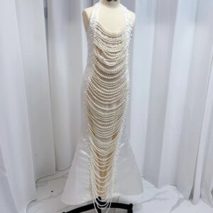 Girls’ Forged Noodles Pearl Dress Awards Piano Official Birthday Party Dress Colors Can Be Changed