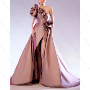 Elegant One Shoulder Satin Prom Dress Fashion Party Floor Length Lady High-end Formal Evening Gowns