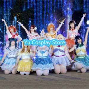 Yu-Cosplay Lovelive Sunshine Cosplay Dress Aqours AQUARIUM Cosplay Costume Women Cute Party Suit Halloween Uniforms Custom Made