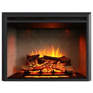 33” Electric Fireplace Insert with Fire Crackling Sound Weathered Concrete Interior Remote Control 750/1500W Black CSA Approved