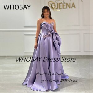 WHOSAY Vestidos Des Prom Dresses Sweetheart Crystals Ruched Long Elegant Women Wear Evening Gowns Lace Up Back Bridal Dress