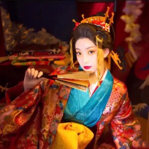 High End Fashion Party Traditional Japanese Women’s Kimono, Cosplay Kui Kimono Set