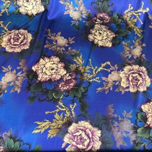 19momme High Quality Real Silk Stretch Satin Clothing Cloth Peony Flower Spray Painting Designer Fabric Cheongsam Qipao