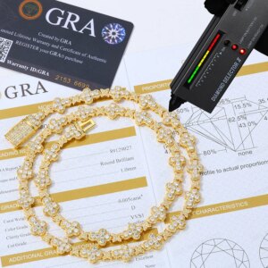 10mm Mini Cross Hip Hop Jewelry Moissanite Tennis Chain Bracelet 925 Silver Iced Out Tennis Chain Necklace for Men and Women