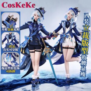 CosKeKe Furina Cosplay Anime Game Genshin Impact Costume Elegant Gorgeous Battle Uniform Halloween Party Role Play Clothing S-XL
