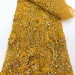 Brangdy High Quality African French Beaded Lace Fabric 2025 Sewing Sequins Embroidery Nigeria Lace Fabric for Party Dresses