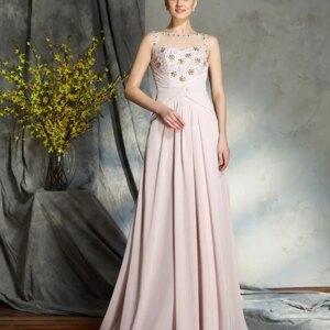 Plus Size Mother Of The Bride Dresses A-line Scoop Floor Length Chiffon Beaded Long Groom Mother Dresses For Wedding Customized