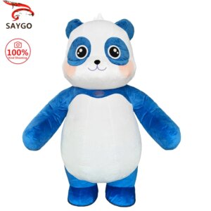 SATGO Blue Panda Inflatable Plush Costume Adult Character Cospalm Carnival Mascot Annual Party Performance Props Party Costume