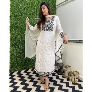 Cotton Fabric Kurti Palazzo & Dupatta Set Women Salwar Kameez Suit Kurta Pant