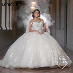 Customized White Quinceanera Dress Ball Gown Shiny Lace Applique Beaded Mexican Corset Sweet 16 Vestidos De 15 Años YQD958