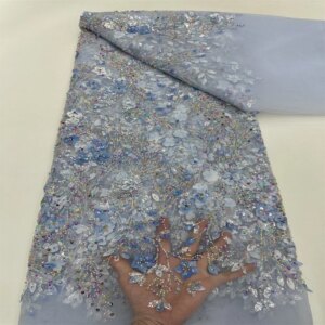 2024 New African French Lace Fabric with Sequins Beads 2024 High Quaitg Nigerian High Quality Wedding Party Bride Sewing Dress