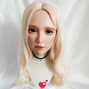 (Shu-02)Female Sweet Girl Resin Half Head Kigurumi BJD Eyes Crossdress Cosplay Japanese Anime Role Lolita Mask Skin-Like Makeup