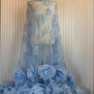 2025 Latest Nigerian 3D Flower Beaded Lace Fabric Hand Beaded Lace Fabric Luxury French Embroidery Beads Lace Fabric For Wedding