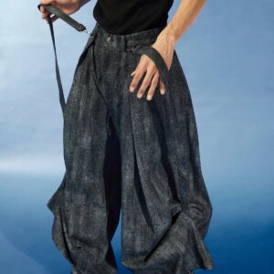 Niche Designer Style Loose Hip Hop Washed Jeans Wide Leg Pants Trousers