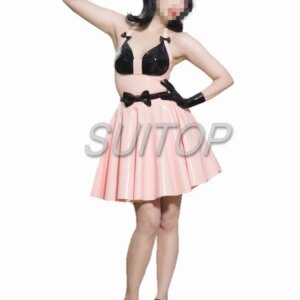 candy pink color latex casual mini dress sweet girl suits for woman princesse sundress lovely SUITOP