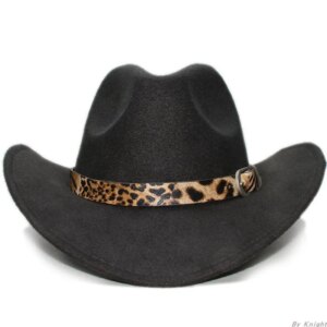 Belt men’s and women’s casual woolen vintage cowboy hat with large brim sunshade