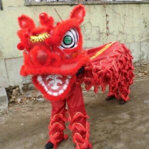 Chinese Lion Dance Outfit Double Cosplay Adult Lion Dance Mascot Costume Wool Hand Made Stage Accessories Lion Dancing Clothing