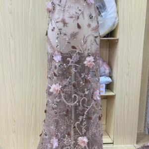 2025 New Design 3D Flower Applique Beads Tulle Lace Hot Sale High Quality African Nigerian Lace Fabric For Evening Party Dresses