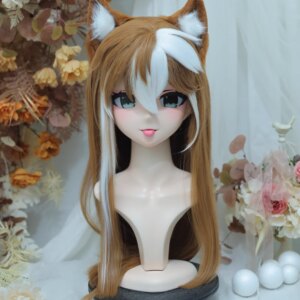 (NFD38–30)Customize Full Head With Lock Pretty Female/Girl Japanese Animego Character Kig Cosplay Kigurumi Mask Crossdress Doll