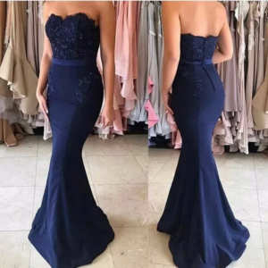 Blue Evening Dress 2024 Decal Strapless Mermaid Party Formal Dress Women’s Customized Evening Dress Customized