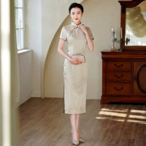 Quality Real Silk Cheongsam Qipao Improved Cheongsam Qipao Dress Chinese Style Dress