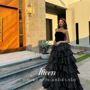 Aileen Black Evening Dresses Women Elegant Womens Party Dresses for Special Occasions Customized Women’s Dress Multi-layer Serin